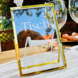 Tischnummer Gold Glas - Atelier Feingefühl - Hochzeitsdekoration und Eventstyling - Dekoverleih